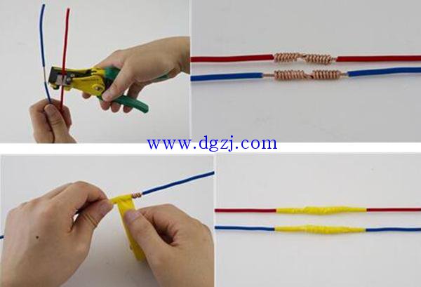 
        	電線導(dǎo)線連接方法圖解大全 
導(dǎo)線接頭主要的要求是，1.一定要保證導(dǎo)線連接的接觸面積要足夠大（安裝手冊上有規(guī)定要求，也可以多擰兩圈，加大一點(diǎn)兒接觸面積）。2.一定要擰緊，不能松動(dòng)（所以才要上錫，同時(shí)也防氧化）