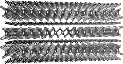 
	
氧化錳納米片與石墨烯的材料結(jié)構(gòu)圖
日本物質(zhì)材料研究機構(gòu)提供
日本物質(zhì)材料研究機構(gòu)(NIMS)日前公布，他們的一個研究小組成功合成了氧化錳納米片和石墨烯交替重疊的材料。該復合材料作為鋰及鈉離子充電電池的負極材料，可將電池充放電容量提高兩倍以上，且能延長重復使用壽命，解決了容量和壽命不可兼得的問題