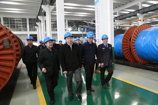 
                
	
                    
	2月5日，宜興市副市長(zhǎng)何曉進(jìn)、宜興市安監(jiān)局局長(zhǎng)董國(guó)強(qiáng)及高塍鎮(zhèn)等領(lǐng)導(dǎo)班子蒞臨遠(yuǎn)東智慧能源股份有限公司（簡(jiǎn)稱：智慧能源 股票代碼：600869）生產(chǎn)廠進(jìn)行節(jié)前安全生產(chǎn)檢查，投資人、智慧能源副董事長(zhǎng)、首席執(zhí)行官兼電纜產(chǎn)業(yè)總經(jīng)理蔣華君，投資人、智慧能源監(jiān)事、總經(jīng)理工作部總監(jiān)邵亮，投資人、電纜產(chǎn)業(yè)副總經(jīng)理兼遠(yuǎn)東電纜資深副總經(jīng)理朱長(zhǎng)彪，投資人、電纜產(chǎn)業(yè)總經(jīng)理助理兼遠(yuǎn)東電纜高級(jí)副總經(jīng)理王小強(qiáng)，投資人、電纜產(chǎn)業(yè)資深總監(jiān)兼遠(yuǎn)東電纜副總經(jīng)理徐