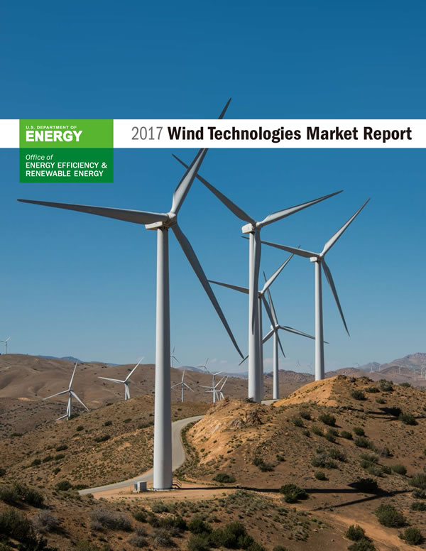                                         
	　　美國能源部日前發(fā)表最新版的風電技術市場報告（2017 Wind Technologies Market Report），披露風電行業(yè)以下關鍵數(shù)字——

	

	　　——2017年美國風電投資110億美元，新增裝機7,017兆瓦，占當年新增發(fā)電裝機的25%（次于光伏、天然氣列第3位）；年底風電總裝機容量達到88.973吉瓦，排在世界第2位（次于中國188.392吉瓦）；風電